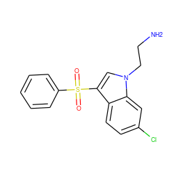 NCCn1cc(S(=O)(=O)c2ccccc2)c2ccc(Cl)cc21 ZINC000028371790