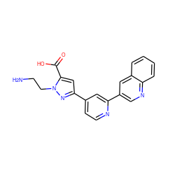 NCCn1nc(-c2ccnc(-c3cnc4ccccc4c3)c2)cc1C(=O)O ZINC000003962029