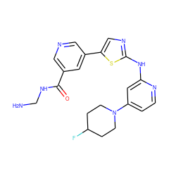 NCNC(=O)c1cncc(-c2cnc(Nc3cc(N4CCC(F)CC4)ccn3)s2)c1 ZINC000084615440