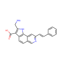 NCc1[nH]c2c(ccc3cnc(/C=C/c4ccccc4)cc32)c1C(=O)O ZINC000045821223