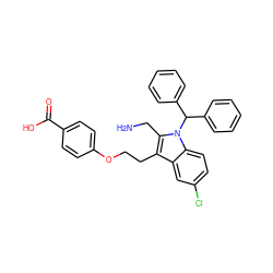 NCc1c(CCOc2ccc(C(=O)O)cc2)c2cc(Cl)ccc2n1C(c1ccccc1)c1ccccc1 ZINC000035272952