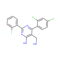 NCc1c(N)nc(-c2ccccc2F)nc1-c1ccc(Cl)cc1Cl ZINC000014948356