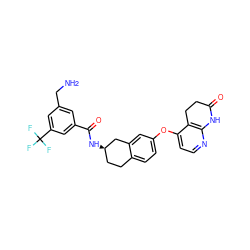 NCc1cc(C(=O)N[C@@H]2CCc3ccc(Oc4ccnc5c4CCC(=O)N5)cc3C2)cc(C(F)(F)F)c1 ZINC000140234066