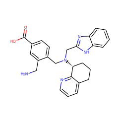 NCc1cc(C(=O)O)ccc1CN(Cc1nc2ccccc2[nH]1)[C@@H]1CCCc2cccnc21 ZINC000066100350