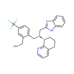 NCc1cc(C(F)(F)F)ccc1CN(Cc1nc2ccccc2[nH]1)[C@@H]1CCCc2cccnc21 ZINC000066102055