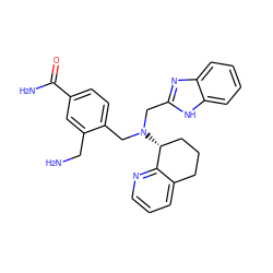 NCc1cc(C(N)=O)ccc1CN(Cc1nc2ccccc2[nH]1)[C@@H]1CCCc2cccnc21 ZINC000066100358