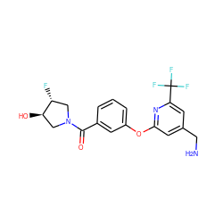 NCc1cc(Oc2cccc(C(=O)N3C[C@@H](O)[C@H](F)C3)c2)nc(C(F)(F)F)c1 ZINC001384259579