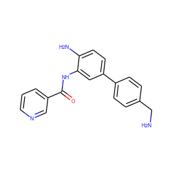 NCc1ccc(-c2ccc(N)c(NC(=O)c3cccnc3)c2)cc1 ZINC000029127092