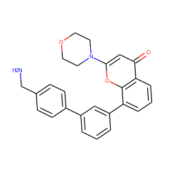 NCc1ccc(-c2cccc(-c3cccc4c(=O)cc(N5CCOCC5)oc34)c2)cc1 ZINC000101172096