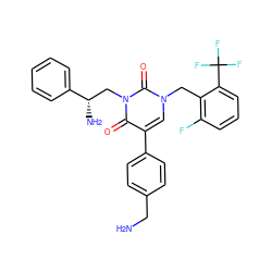 NCc1ccc(-c2cn(Cc3c(F)cccc3C(F)(F)F)c(=O)n(C[C@H](N)c3ccccc3)c2=O)cc1 ZINC000040976257