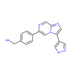 NCc1ccc(-c2cn3c(-c4cn[nH]c4)cnc3cn2)cc1 ZINC000053282612