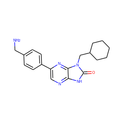 NCc1ccc(-c2cnc3[nH]c(=O)n(CC4CCCCC4)c3n2)cc1 ZINC000082155002