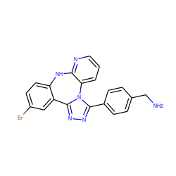 NCc1ccc(-c2nnc3n2-c2cccnc2Nc2ccc(Br)cc2-3)cc1 ZINC000096174162