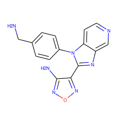 NCc1ccc(-n2c(-c3nonc3N)nc3cnccc32)cc1 ZINC000028460468