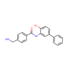 NCc1ccc(C(=O)Nc2cc(-c3ccccc3)ccc2O)cc1 ZINC000141434894