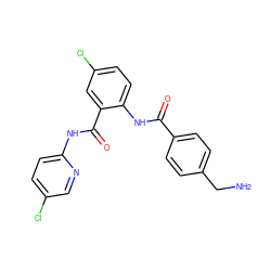 NCc1ccc(C(=O)Nc2ccc(Cl)cc2C(=O)Nc2ccc(Cl)cn2)cc1 ZINC000028096510