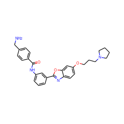 NCc1ccc(C(=O)Nc2cccc(-c3nc4ccc(OCCCN5CCCC5)cc4o3)c2)cc1 ZINC001772613369