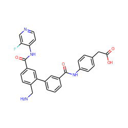 NCc1ccc(C(=O)Nc2ccncc2F)cc1-c1cccc(C(=O)Nc2ccc(CC(=O)O)cc2)c1 ZINC000299863049
