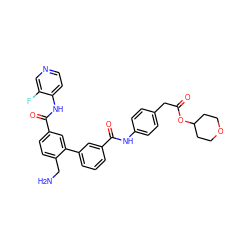 NCc1ccc(C(=O)Nc2ccncc2F)cc1-c1cccc(C(=O)Nc2ccc(CC(=O)OC3CCOCC3)cc2)c1 ZINC000206435945