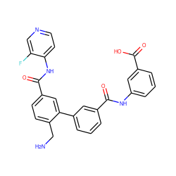 NCc1ccc(C(=O)Nc2ccncc2F)cc1-c1cccc(C(=O)Nc2cccc(C(=O)O)c2)c1 ZINC000299862611