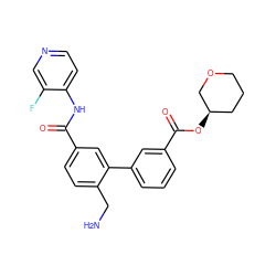 NCc1ccc(C(=O)Nc2ccncc2F)cc1-c1cccc(C(=O)O[C@@H]2CCCOC2)c1 ZINC000096286475