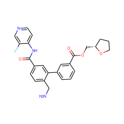 NCc1ccc(C(=O)Nc2ccncc2F)cc1-c1cccc(C(=O)OC[C@@H]2CCCO2)c1 ZINC000096286480