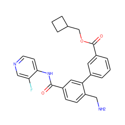 NCc1ccc(C(=O)Nc2ccncc2F)cc1-c1cccc(C(=O)OCC2CCC2)c1 ZINC000096286485