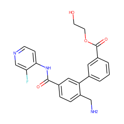 NCc1ccc(C(=O)Nc2ccncc2F)cc1-c1cccc(C(=O)OCCO)c1 ZINC000096286474