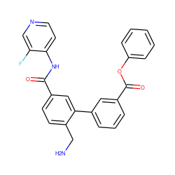NCc1ccc(C(=O)Nc2ccncc2F)cc1-c1cccc(C(=O)Oc2ccccc2)c1 ZINC000096286492