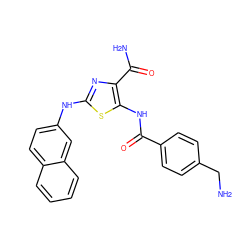 NCc1ccc(C(=O)Nc2sc(Nc3ccc4ccccc4c3)nc2C(N)=O)cc1 ZINC000225153006