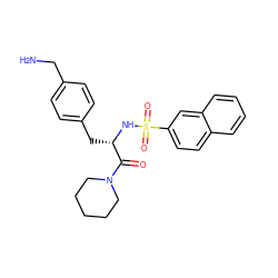 NCc1ccc(C[C@H](NS(=O)(=O)c2ccc3ccccc3c2)C(=O)N2CCCCC2)cc1 ZINC000026573583