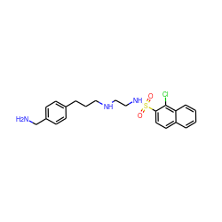 NCc1ccc(CCCNCCNS(=O)(=O)c2ccc3ccccc3c2Cl)cc1 ZINC000001554301