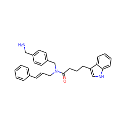 NCc1ccc(CN(C/C=C/c2ccccc2)C(=O)CCCc2c[nH]c3ccccc23)cc1 ZINC000028826260