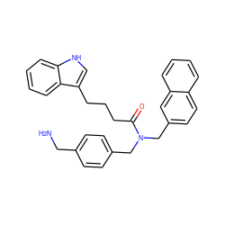 NCc1ccc(CN(Cc2ccc3ccccc3c2)C(=O)CCCc2c[nH]c3ccccc23)cc1 ZINC000028826257