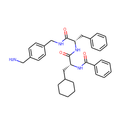 NCc1ccc(CNC(=O)[C@H](Cc2ccccc2)NC(=O)[C@@H](CC2CCCCC2)NC(=O)c2ccccc2)cc1 ZINC000206298437