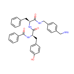 NCc1ccc(CNC(=O)[C@H](Cc2ccccc2)NC(=O)[C@@H](Cc2ccc(O)cc2)NC(=O)c2ccccc2)cc1 ZINC000206300405