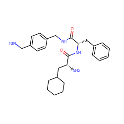 NCc1ccc(CNC(=O)[C@H](Cc2ccccc2)NC(=O)[C@H](N)CC2CCCCC2)cc1 ZINC000206324524