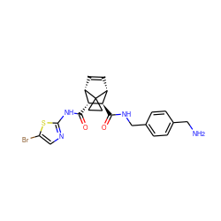 NCc1ccc(CNC(=O)[C@H]2[C@H](C(=O)Nc3ncc(Br)s3)[C@@H]3C=C[C@H]2C32CC2)cc1 ZINC000168526874