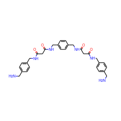 NCc1ccc(CNC(=O)CC(=O)NCc2ccc(CNC(=O)CC(=O)NCc3ccc(CN)cc3)cc2)cc1 ZINC000026397546