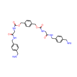 NCc1ccc(CNC(=O)CNC(=O)OCc2ccc(COC(=O)NCC(=O)NCc3ccc(CN)cc3)cc2)cc1 ZINC000026470250