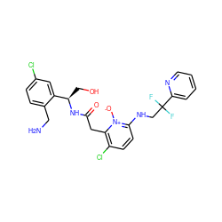 NCc1ccc(Cl)cc1[C@@H](CO)NC(=O)Cc1c(Cl)ccc(NCC(F)(F)c2ccccn2)[n+]1[O-] ZINC000028521136