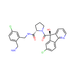 NCc1ccc(Cl)cc1CNC(=O)[C@@H]1CCCN1C(=O)[C@@]1(O)c2cc(Cl)ccc2-c2ncccc21 ZINC000013641403