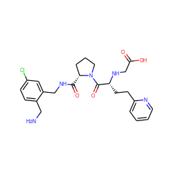 NCc1ccc(Cl)cc1CNC(=O)[C@@H]1CCCN1C(=O)[C@@H](CCc1ccccn1)NCC(=O)O ZINC000028706298