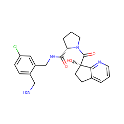 NCc1ccc(Cl)cc1CNC(=O)[C@@H]1CCCN1C(=O)[C@]1(O)CCc2cccnc21 ZINC000209410448