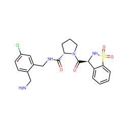 NCc1ccc(Cl)cc1CNC(=O)[C@@H]1CCCN1C(=O)[C@H]1NS(=O)(=O)c2ccccc21 ZINC001772651921