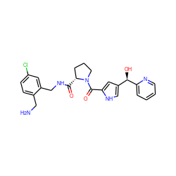 NCc1ccc(Cl)cc1CNC(=O)[C@@H]1CCCN1C(=O)c1cc([C@@H](O)c2ccccn2)c[nH]1 ZINC000209408257