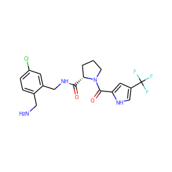 NCc1ccc(Cl)cc1CNC(=O)[C@@H]1CCCN1C(=O)c1cc(C(F)(F)F)c[nH]1 ZINC000209404645