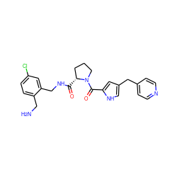 NCc1ccc(Cl)cc1CNC(=O)[C@@H]1CCCN1C(=O)c1cc(Cc2ccncc2)c[nH]1 ZINC001772645875