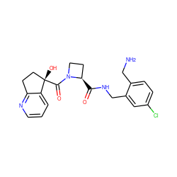 NCc1ccc(Cl)cc1CNC(=O)[C@@H]1CCN1C(=O)[C@@]1(O)CCc2ncccc21 ZINC000209411855