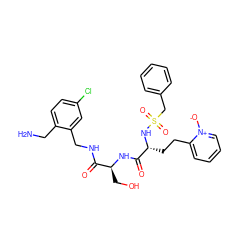 NCc1ccc(Cl)cc1CNC(=O)[C@H](CO)NC(=O)[C@@H](CCc1cccc[n+]1[O-])NS(=O)(=O)Cc1ccccc1 ZINC000028706243